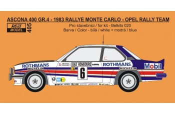 Decal – Opel Ascona 400 - 1983 Rallye Monte Carlo - Rothmans Opel Rally Team 1/24